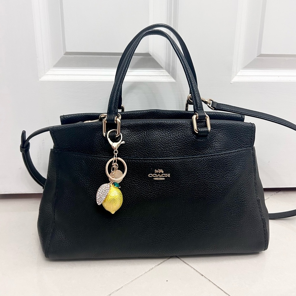 Coach Fulton Satchel 2 way bag black pebbled leather - Picture 3 of 12